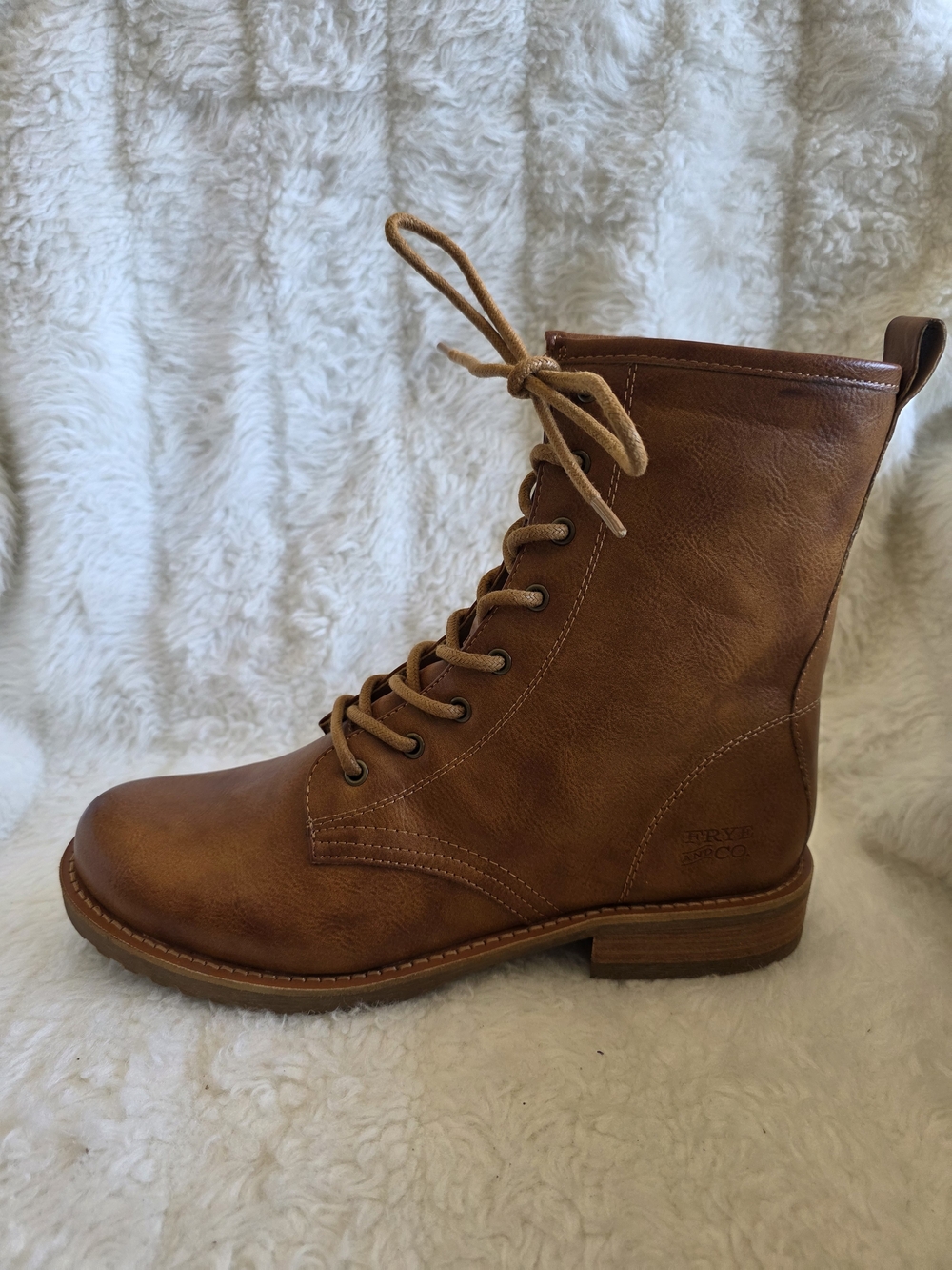 Frye & Co. Women’s Lace-Up Brown Leather Combat Boots